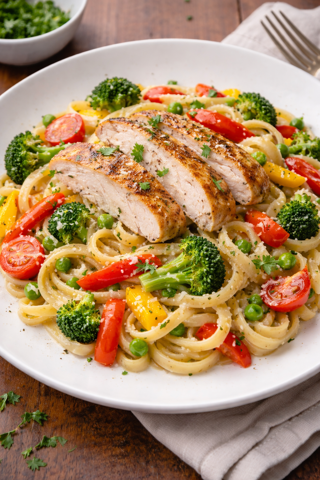 Fettuccine Jardinera Pollo